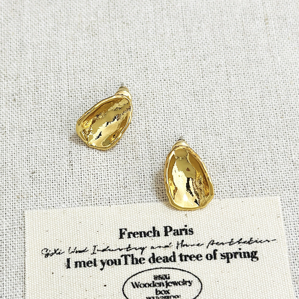 Wholesale European and American retro Valentine's Day metal earrings 925 sterling silver cold style handmade texture silver gold earrings